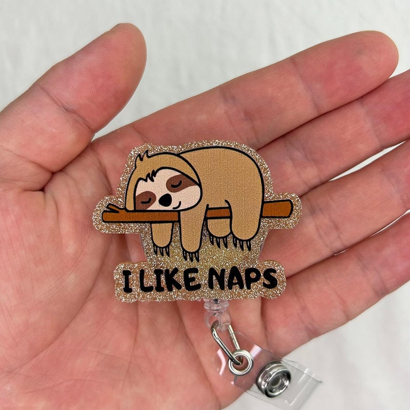 Bydevia Cute Sloth Badge Reel Retractable for Nurse Nursing Student RN CNA LPN Medical Worker & Teacher, I Like Naps Sloth Badge Clip, Funny Pediatric Badge Holder with Alligator Clip & 24” Durable Nylon Cord - Image 3